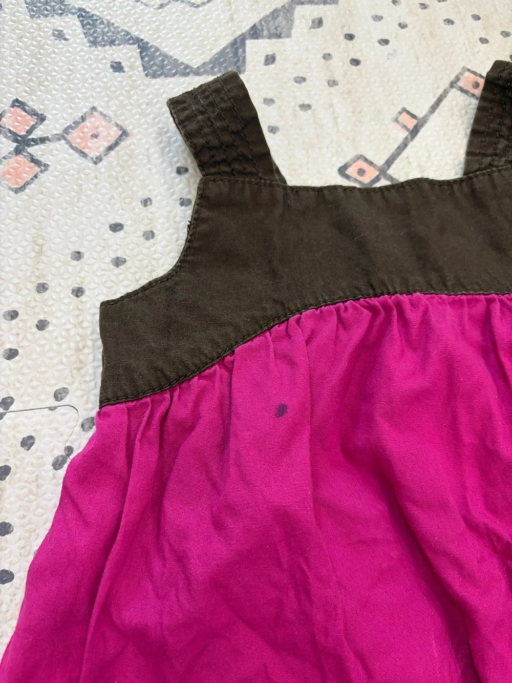 Cherokee Magenta and Brown Sleeveless Cotton Dress